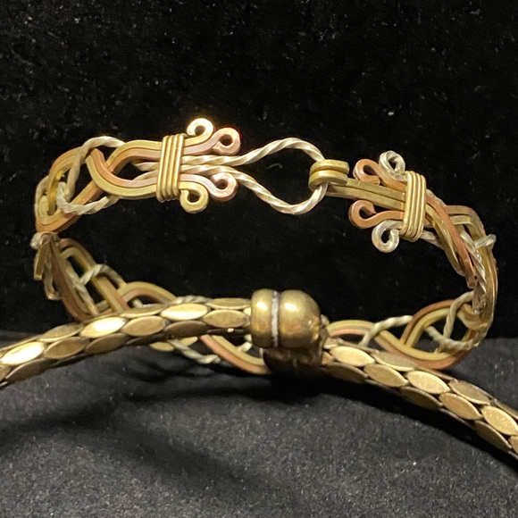 Chico’s brass and enameled choker.. earrings and hand crafted bracelet - Picture 5 of 5